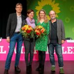 Das letzte gemeinsame Foto: Landesschatzmeister Sascha Müller, Landesvorsitzende Sigi Hagl, Beisitzerin Henrike Hahn MdEP, die ebenfalls aus dem Landesvorstand ausscheidet, und Landesvorsitzender Eike Hallitzky auf der LDK 2019 in Lindau